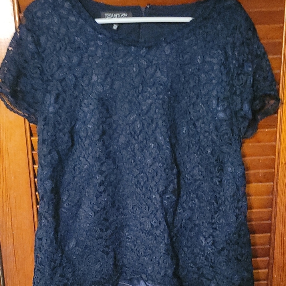 Jones New York Women's Navy Lace Top